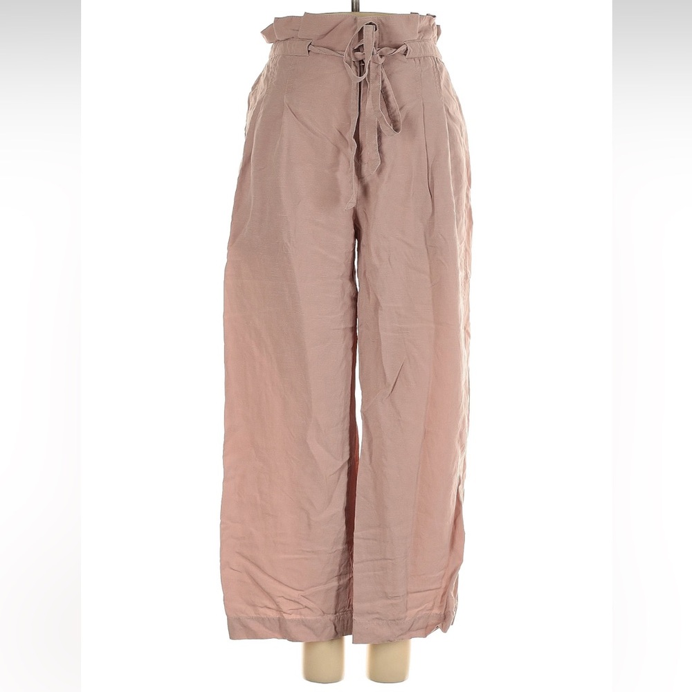 Club Monaco Mauve Pink Linen Blend Paperbag Waist Cropped Pants Size 0